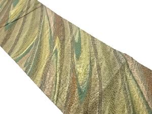 金通し曲線模様織出し袋帯